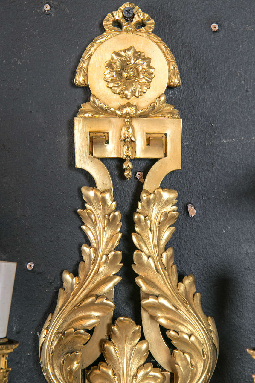 American Caldwell Neoclassical Style Gilt Bronze Sconces, circa 1900s For Sale