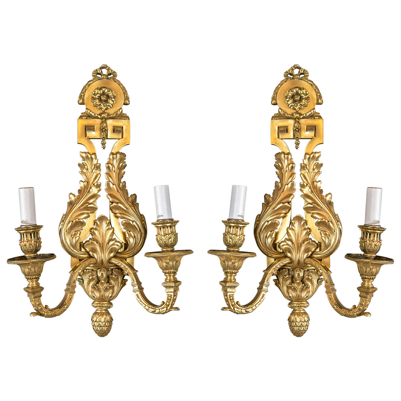 Caldwell Neoclassical Style Gilt Bronze Sconces, circa 1900s For Sale