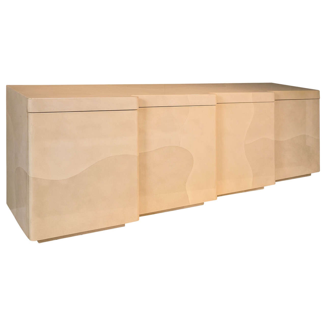 Faux Goatskin Credenza in the Style of Karl Springer For Sale