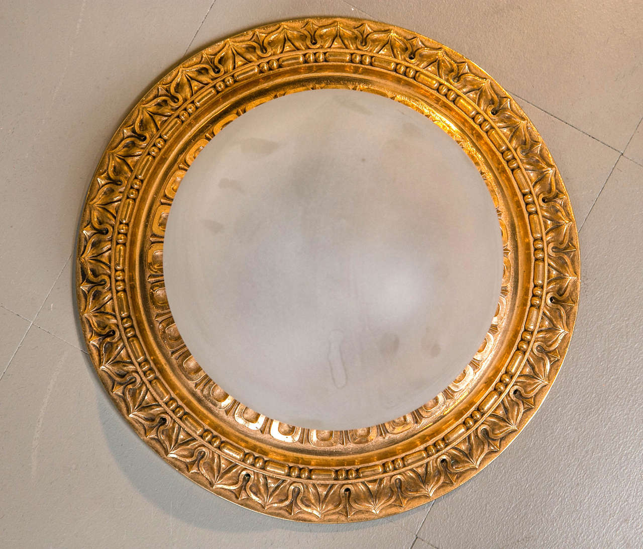 Circa 1900 Caldwell, Gilt Bronze Flush Mount Fixture In Excellent Condition In Stamford, CT