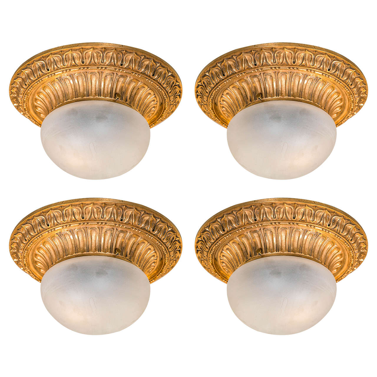 Circa 1900 Caldwell, Gilt Bronze Flush Mount Fixture