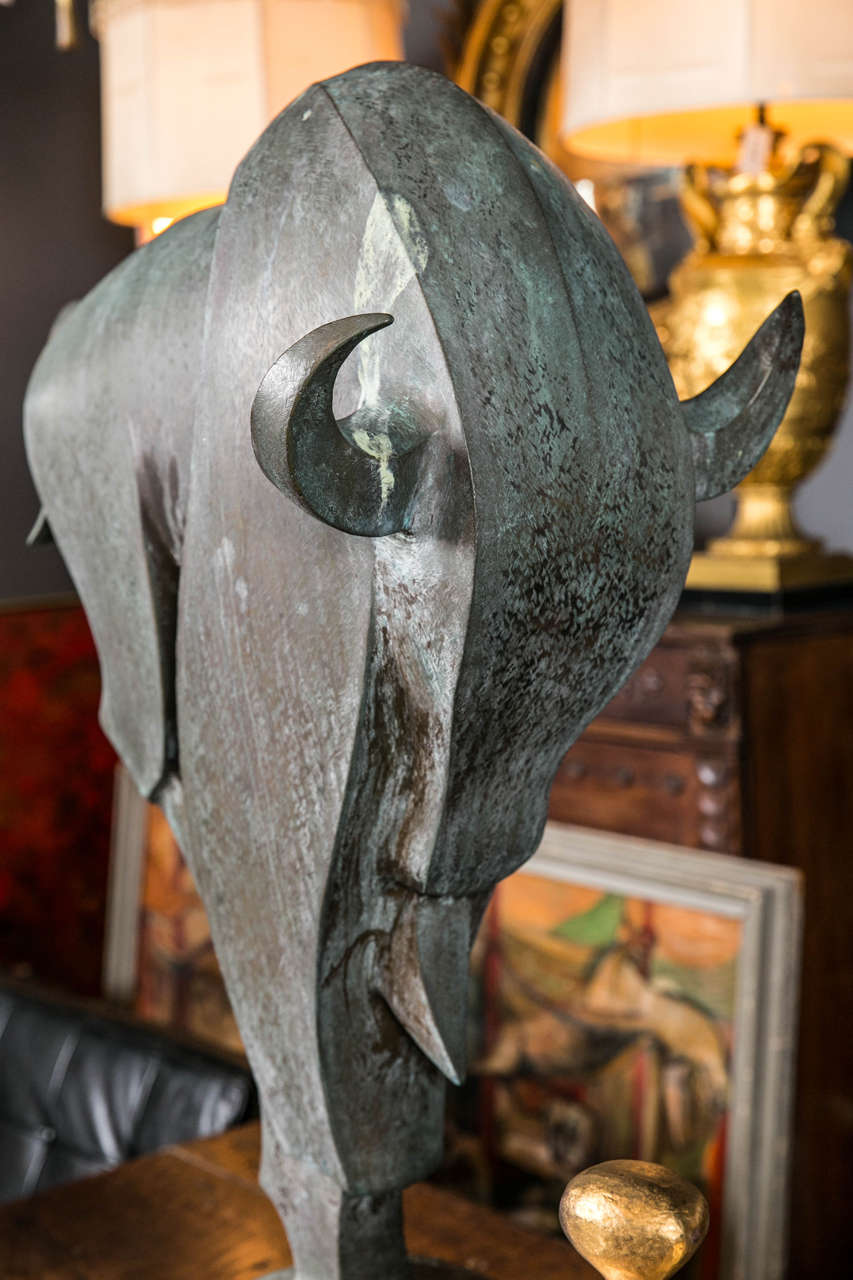 Danish Art Deco Style Bronze Bull For Sale