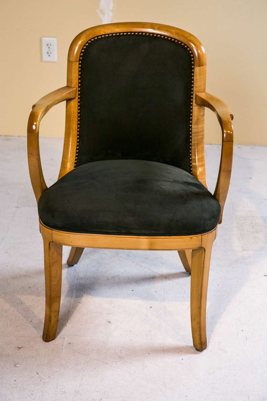 Pair of Weighted Original Satinwood Ship Chairs For Sale 1