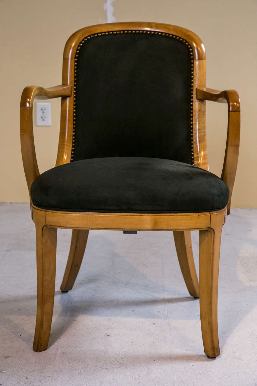 Pair of Weighted Original Satinwood Ship Chairs For Sale 2