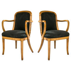 Pair of Weighted Original Satinwood Ship Chairs