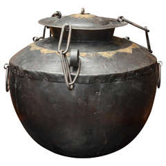 Turn of the Century Indian Hammered Metal Lidded Water Vessel 6