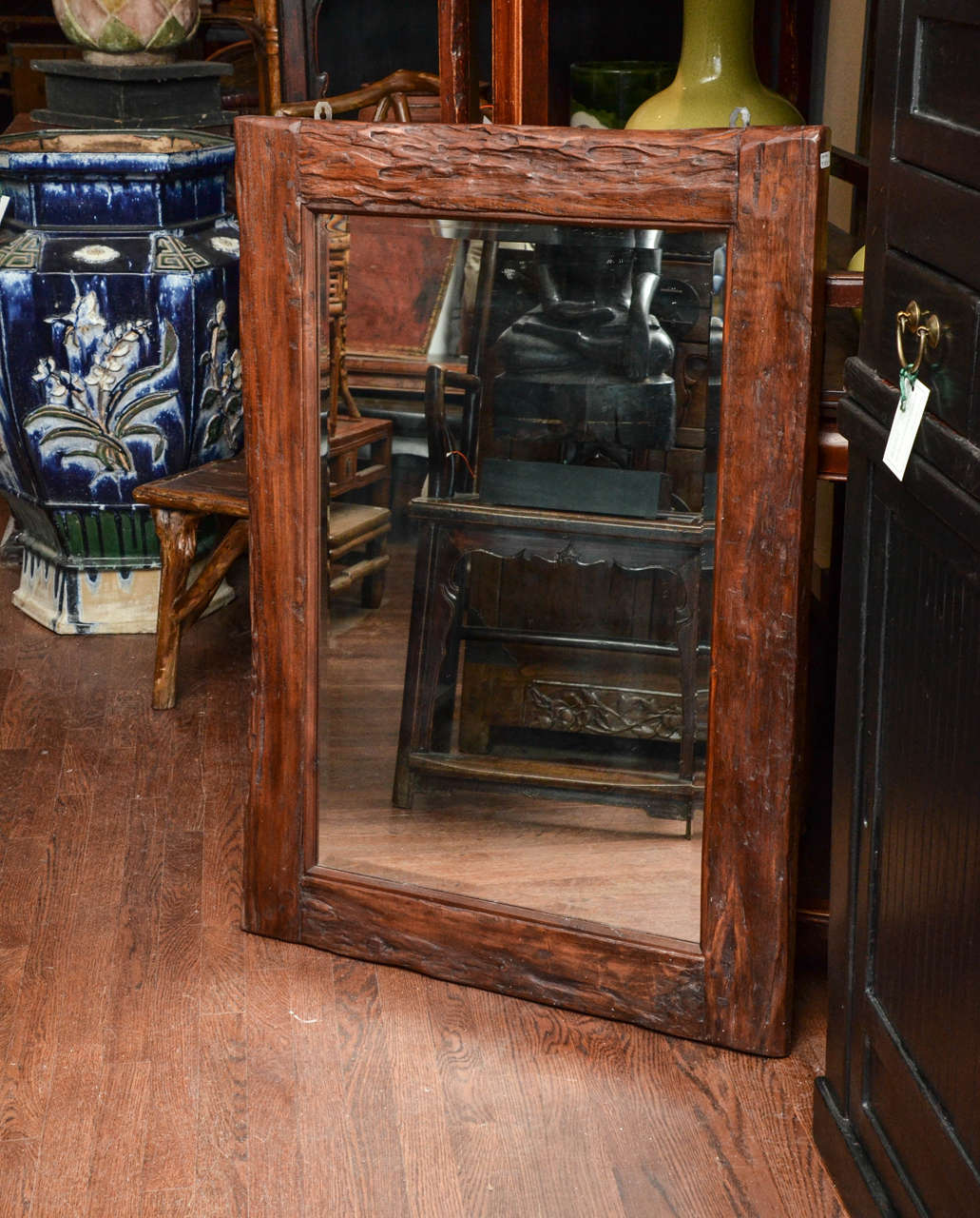 Turn of the Century Indonesian Colonial Hand Hewn Mirror