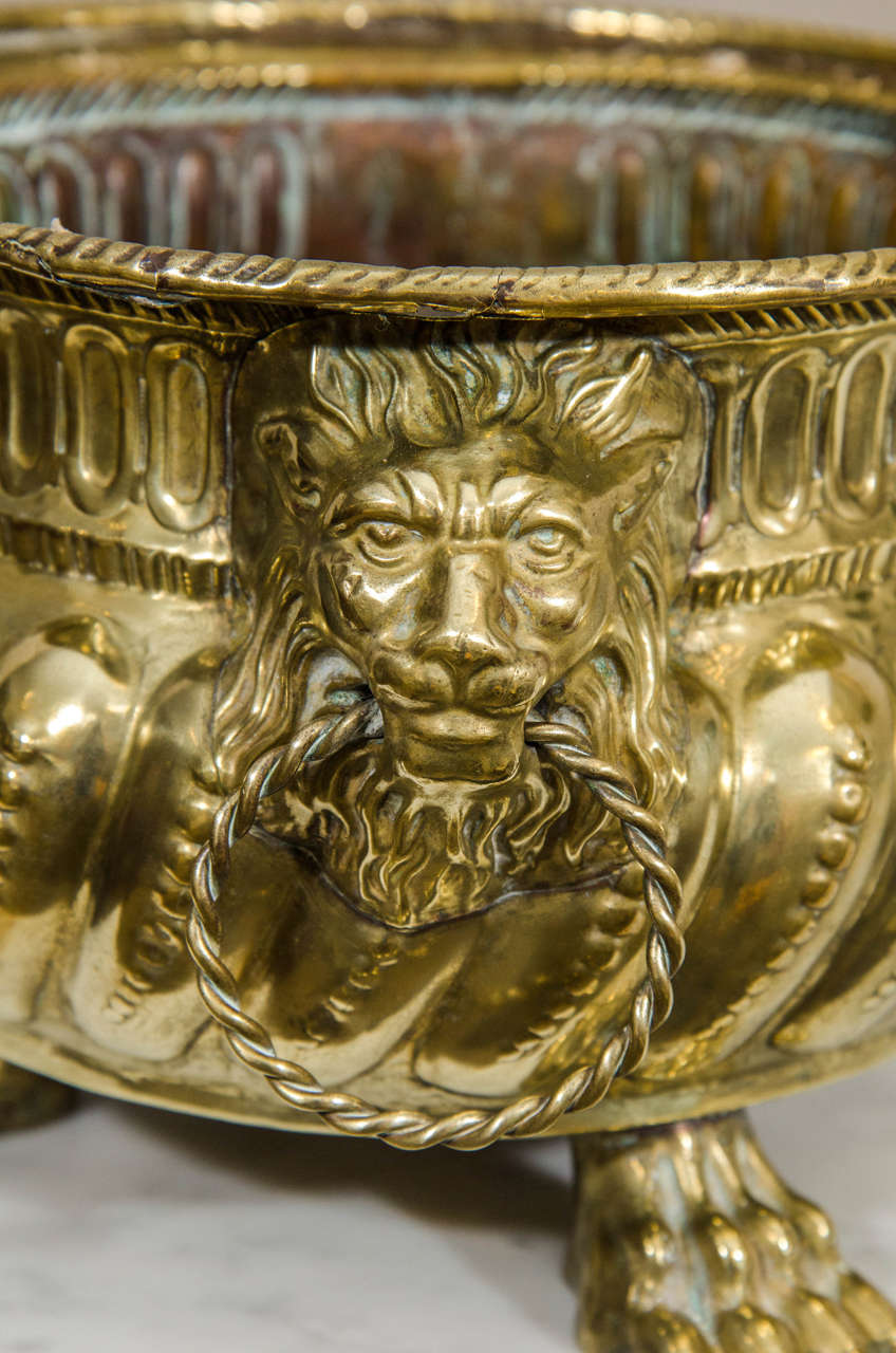 Neoclassical A Pair of Continental Regence Style Brass Repoussé Cachepots For Sale