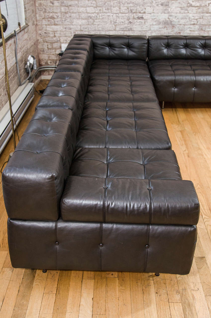 Mid-Century Modern Black Leather Harvey Probber Sofa