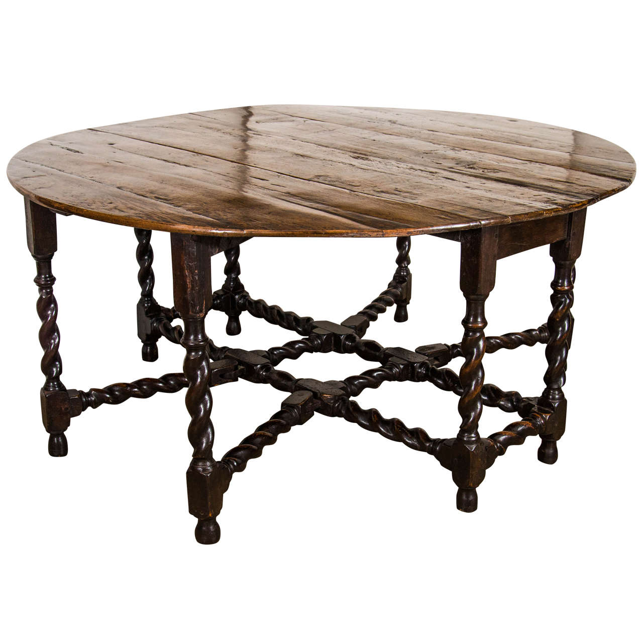 English Chestnut and Oak 19th Century Double Gate-Leg Table For Sale