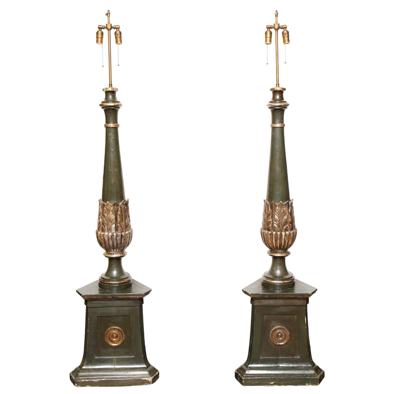 Pair of 19th Century Neoclassical Torcheres Converted to Lamps For Sale