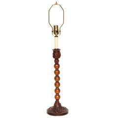 19th Century Irish, Treen Candlestick Lamp