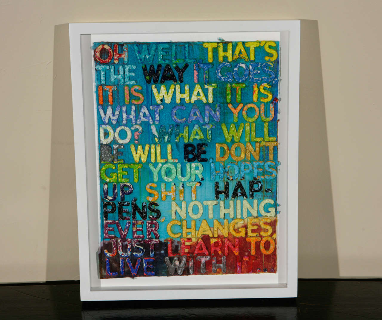 Colorful, original, mixed media painting by American artist, Mel Bochner.