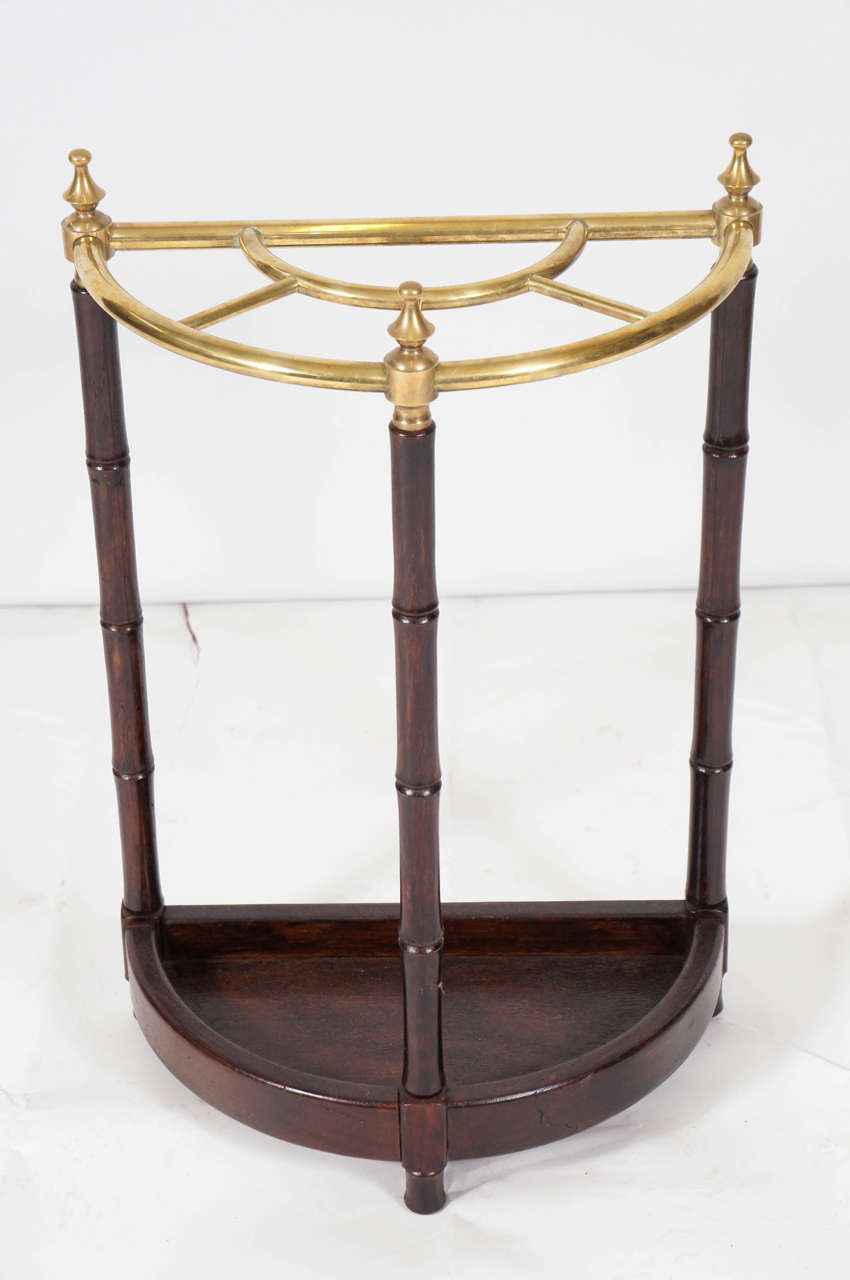 Sectional brass and faux bamboo umbrella stand with 