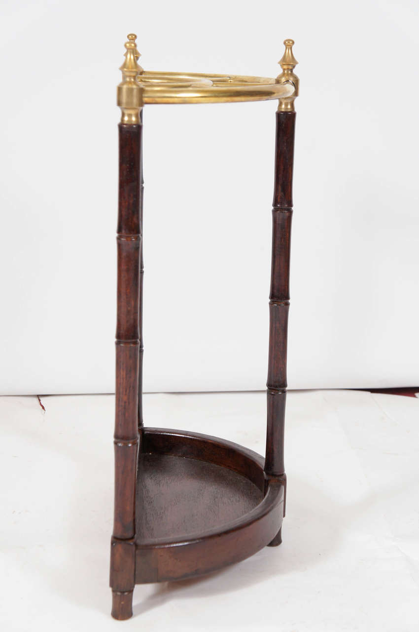 Unknown Brass & Faux Bamboo Umbrella Stand