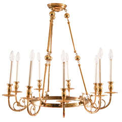 9 Arm Neoclassical Style Solid Brass Chandelier