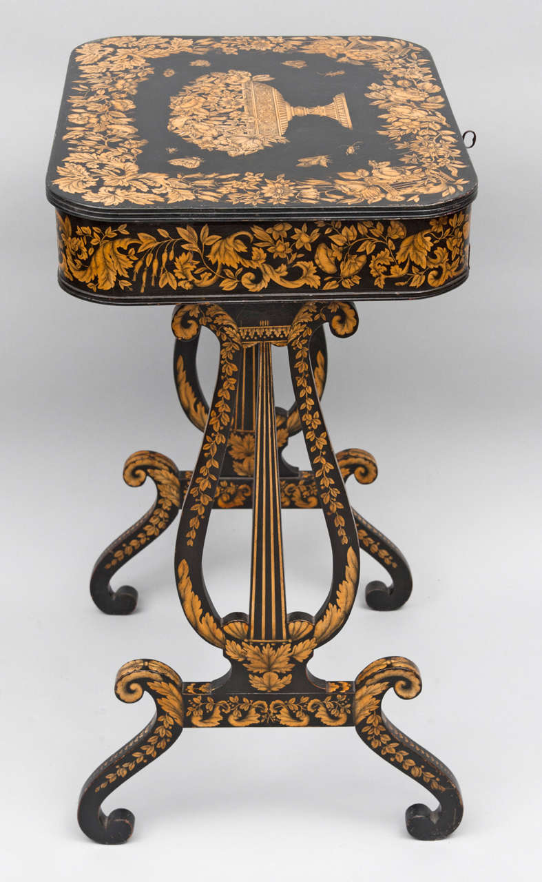 Good Regency Pen Work Sewing Table