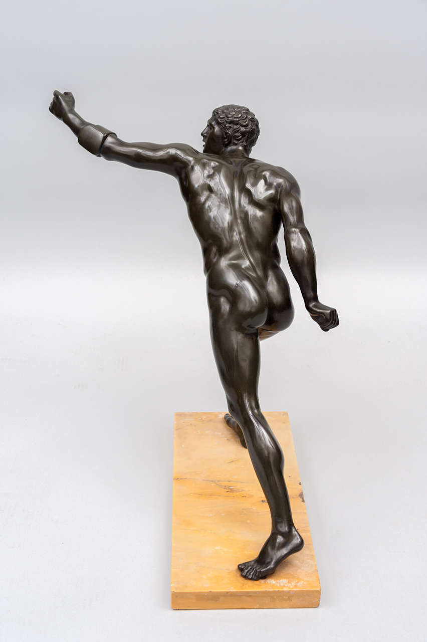 Grand Tour Early 19th Century Bronze Figure of The Borghese Gladiator