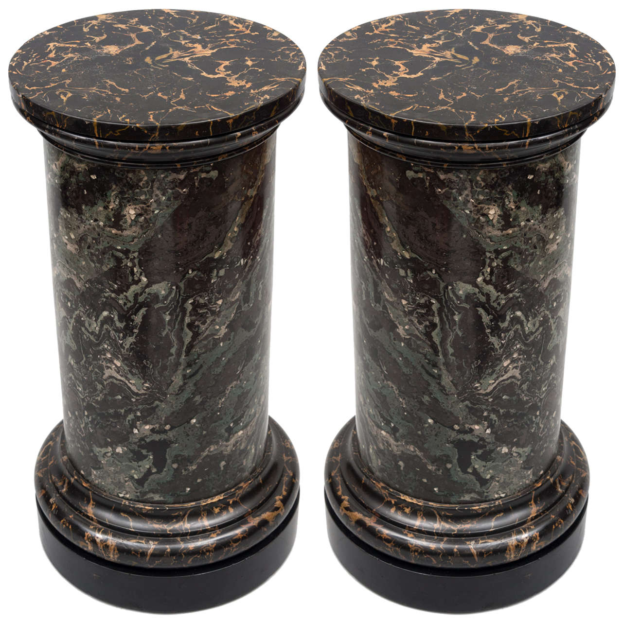 Early ca. 19th Pair of Scagliola Pedestal Columns For Sale
