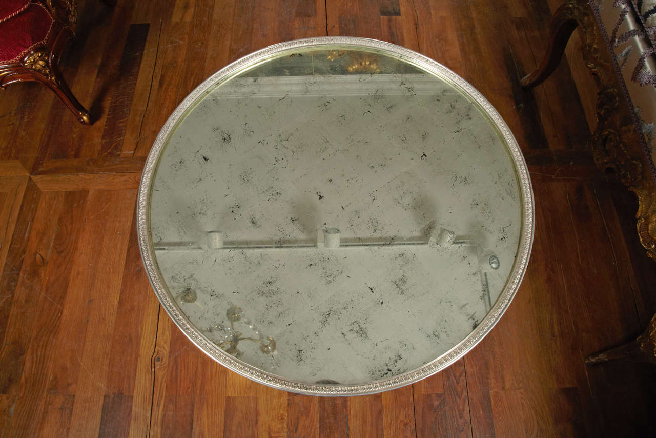 French Elegant Pair of Silver Bronze and Eglomized Mirror Pedestals