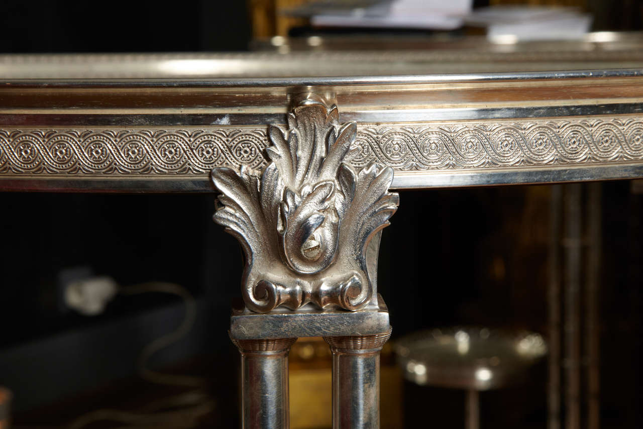 Elegant Pair of Silver Bronze and Eglomized Mirror Pedestals In Excellent Condition In Saint-Ouen (PARIS), FR