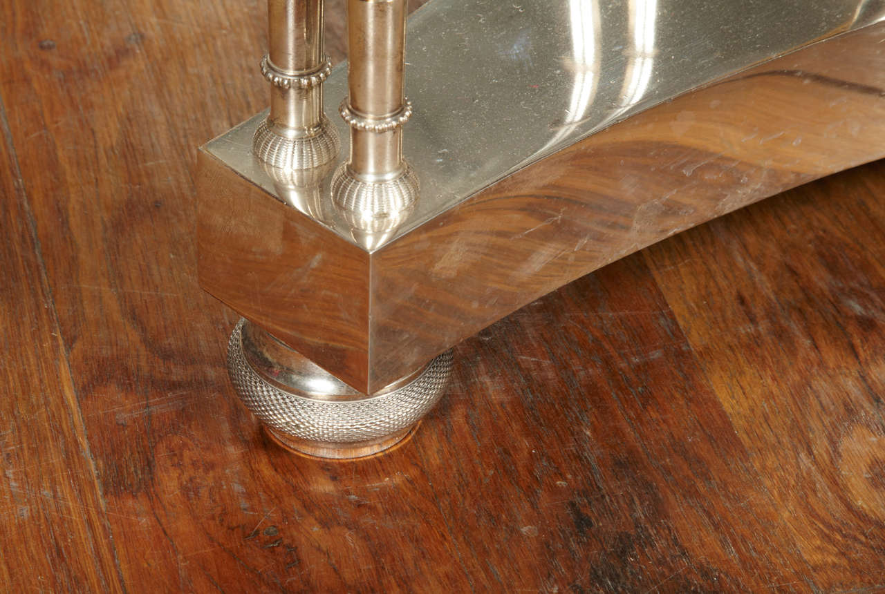 Elegant Pair of Silver Bronze and Eglomized Mirror Pedestals 1