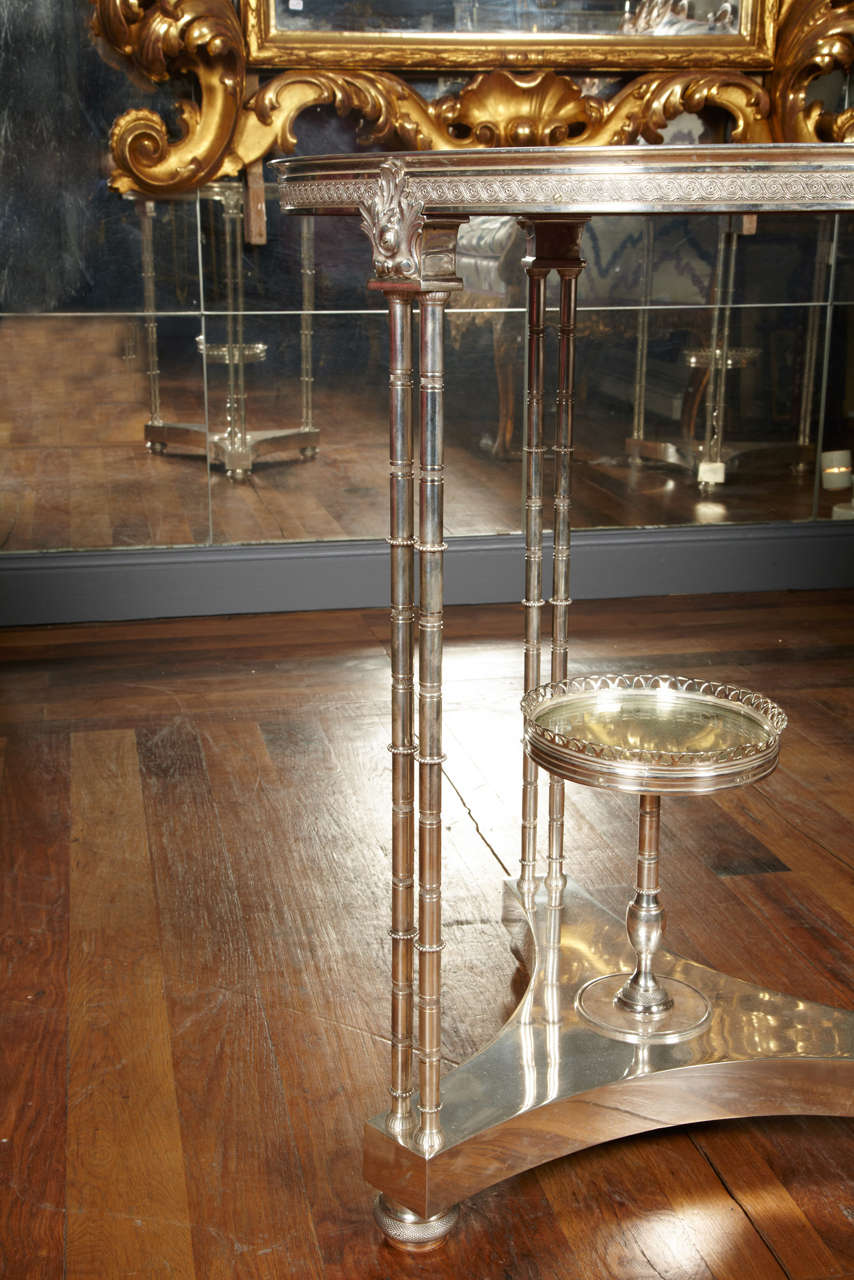 Elegant Pair of Silver Bronze and Eglomized Mirror Pedestals 2