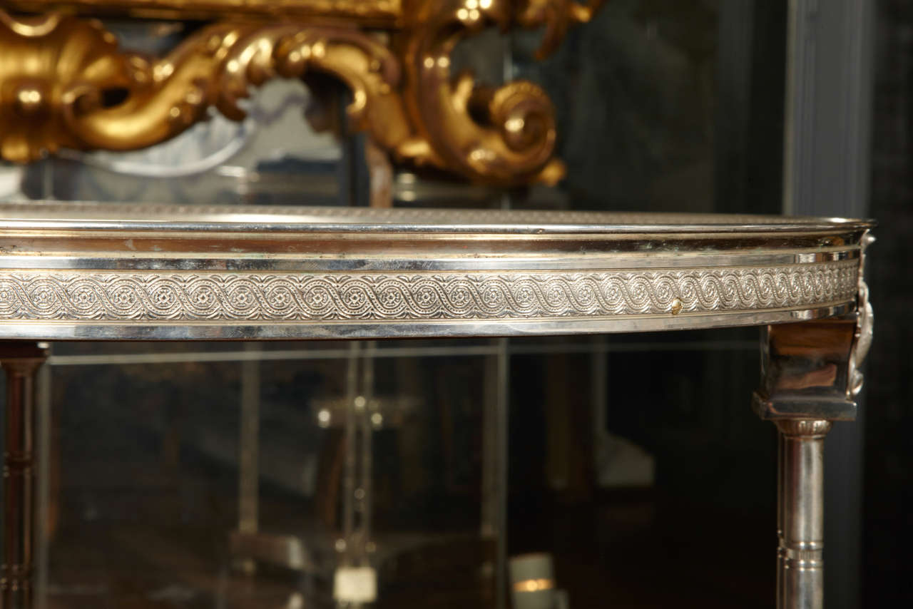 Elegant Pair of Silver Bronze and Eglomized Mirror Pedestals 3