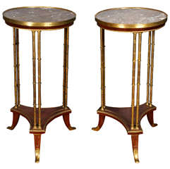 Elegant French Pair Of Pedestal Tables
