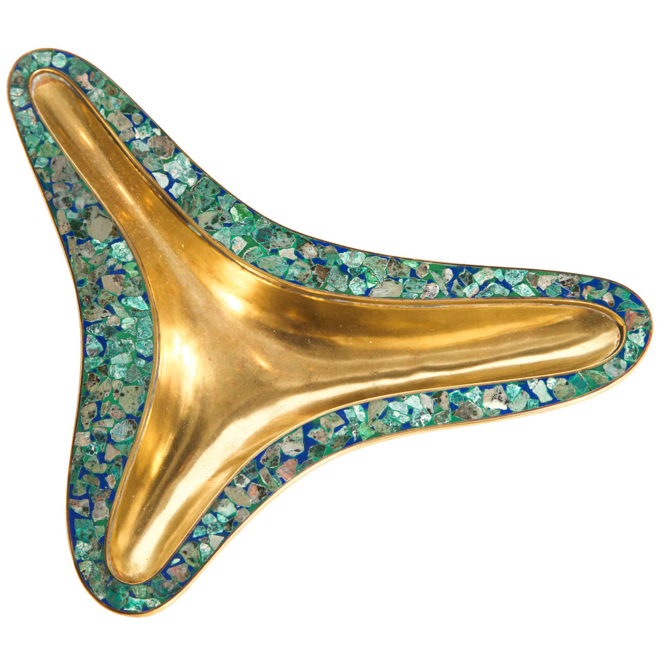 Malachite and Turquoise Inlaid Ashtray by Los Castillo