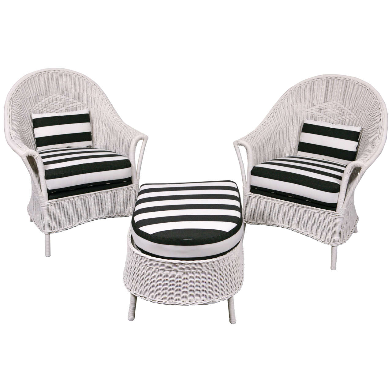 Pair of Deco Arm Chairs and Stool