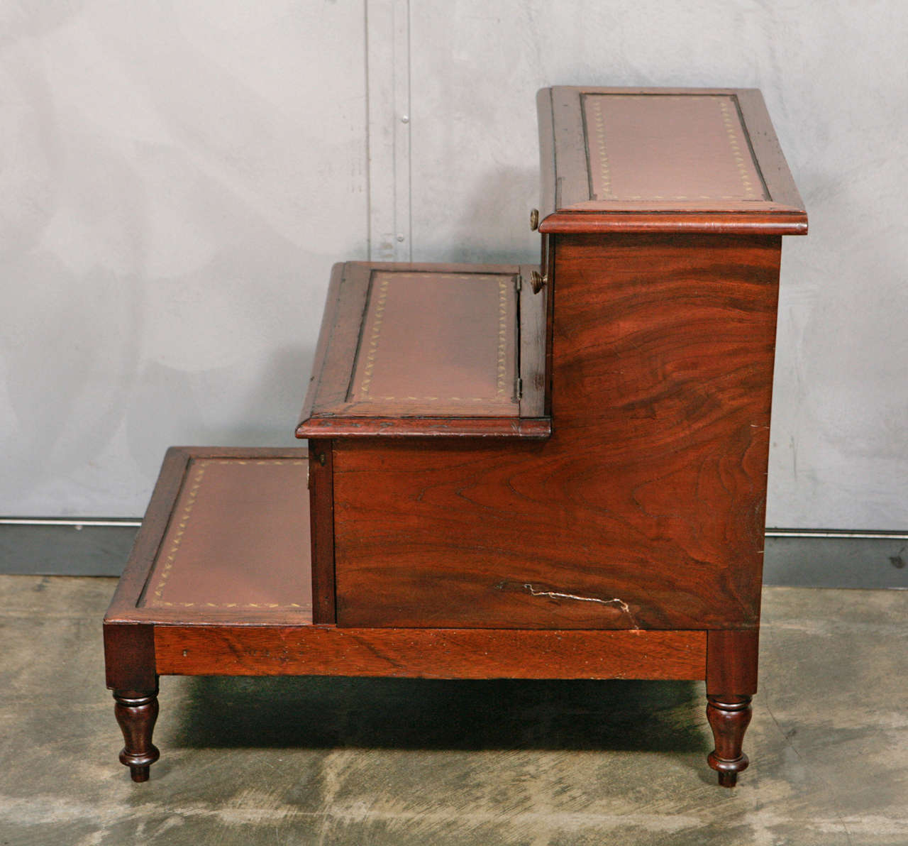 Leather George III Bed Steps For Sale
