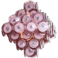 Large Amethyst and White Murano Disc Chandelier (36" diameter)