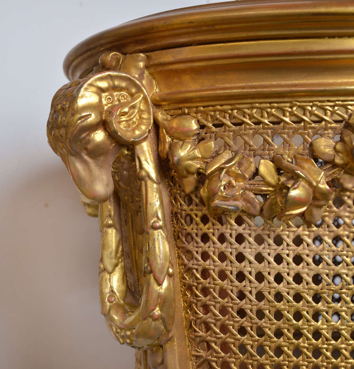 19th Century Gorgeous Gilded  Wood And Canned Jardiniere For Sale