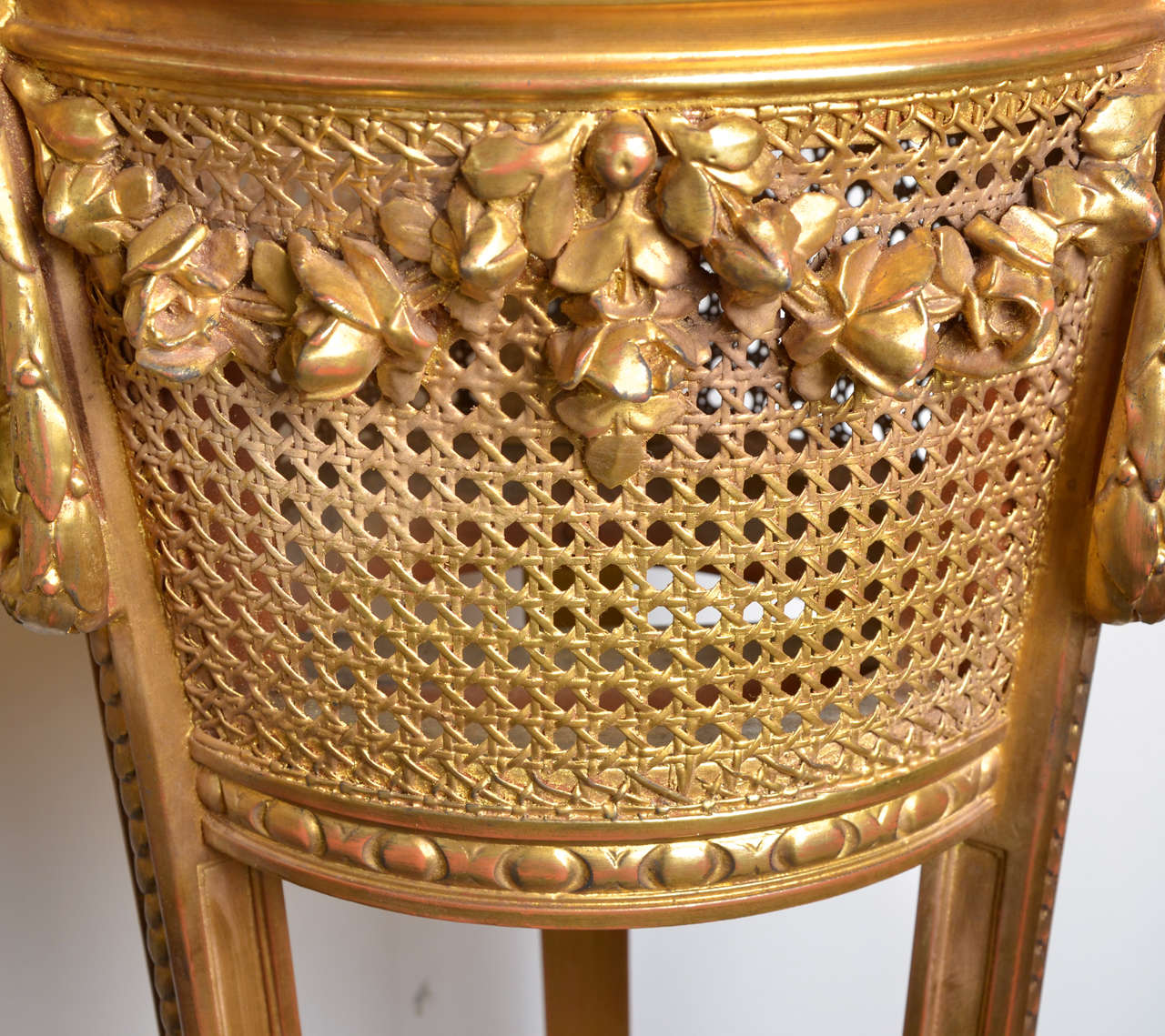 Gorgeous Gilded  Wood And Canned Jardiniere For Sale 2