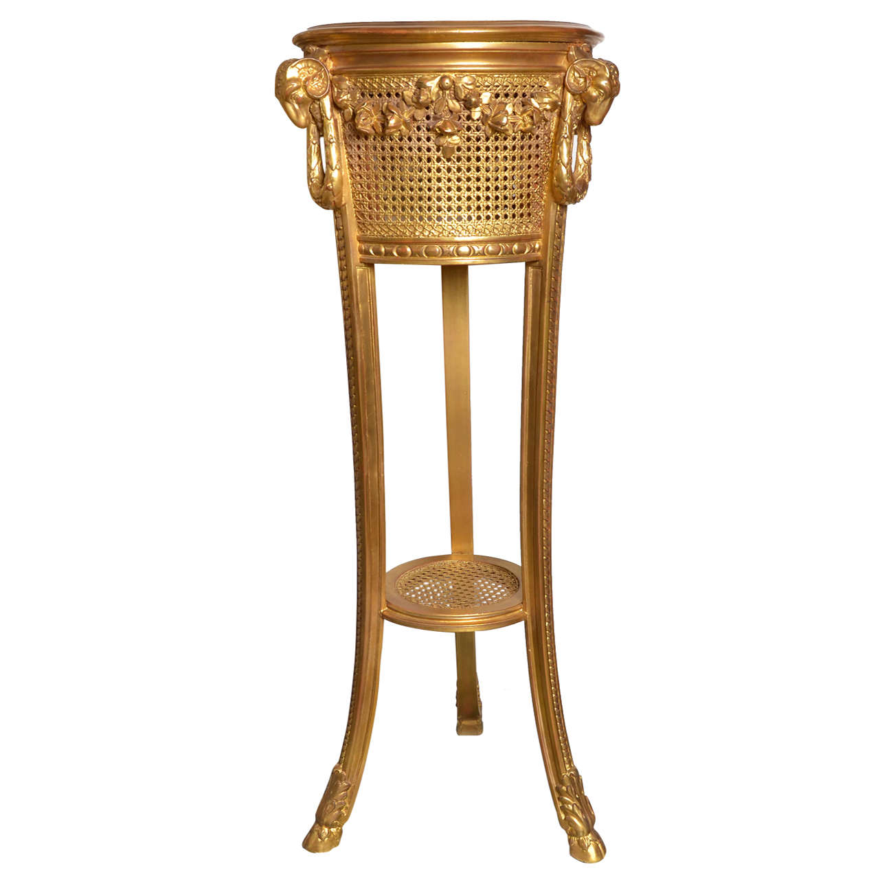 Gorgeous Gilded  Wood And Canned Jardiniere For Sale