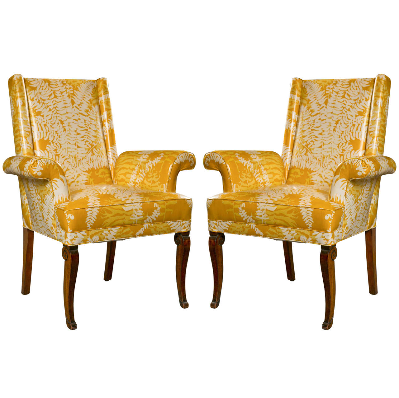 Pair of mid-century wing chairs, c. 1950-60