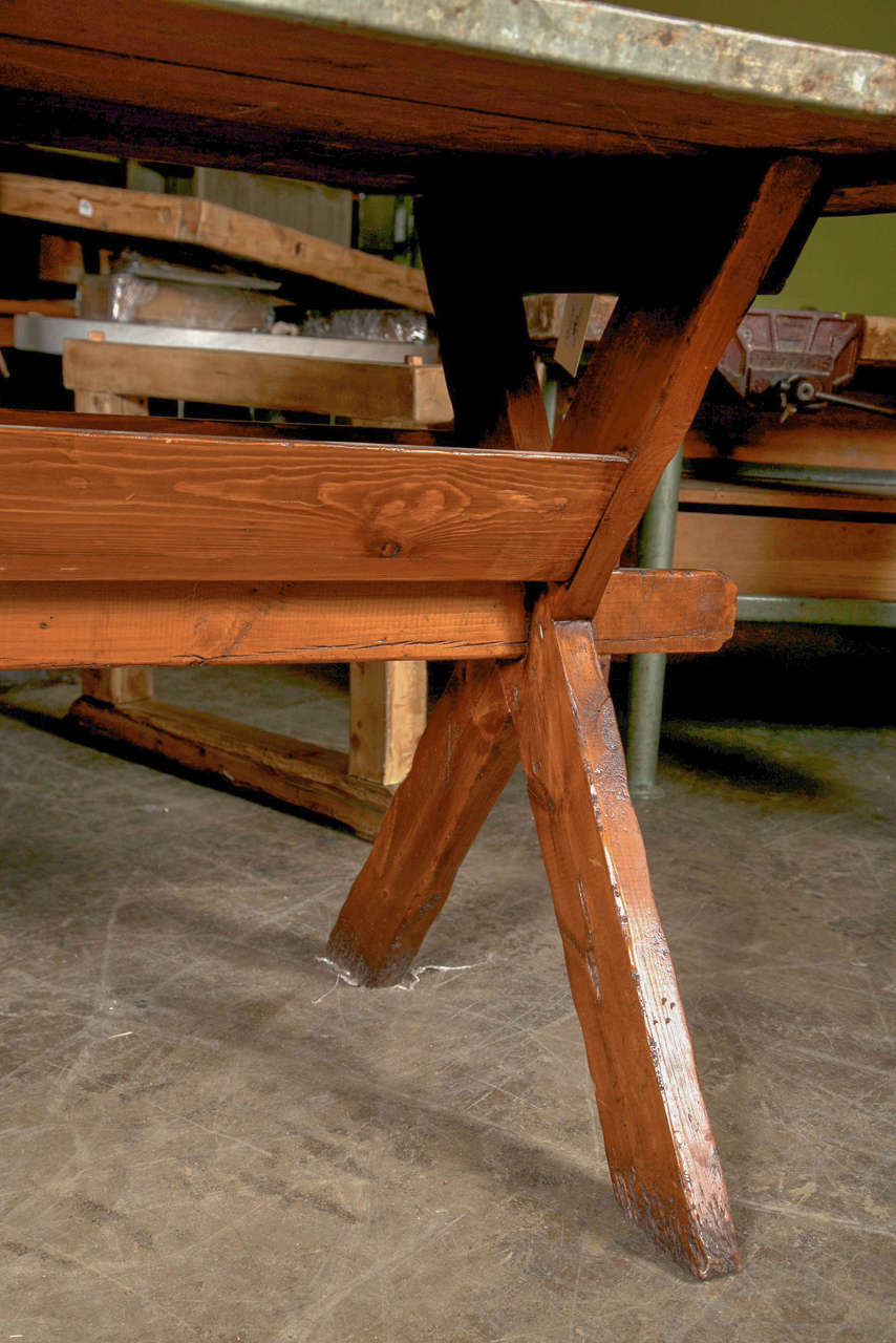 Belgian Zinc Top/trestle Base Florist's Table, C. 190020 at 1stdibs