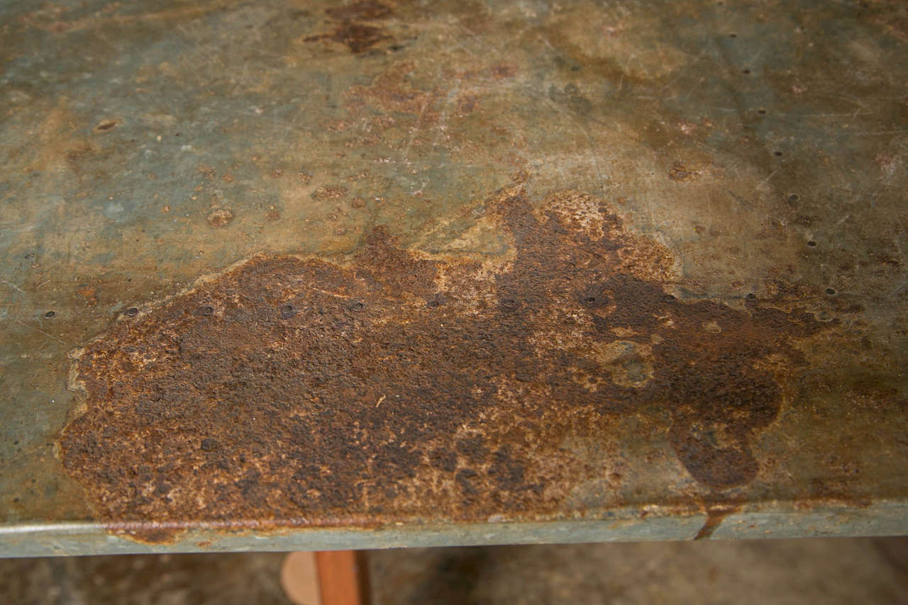 Belgian Zinc Top/trestle Base Florist's Table, C. 190020 at 1stdibs