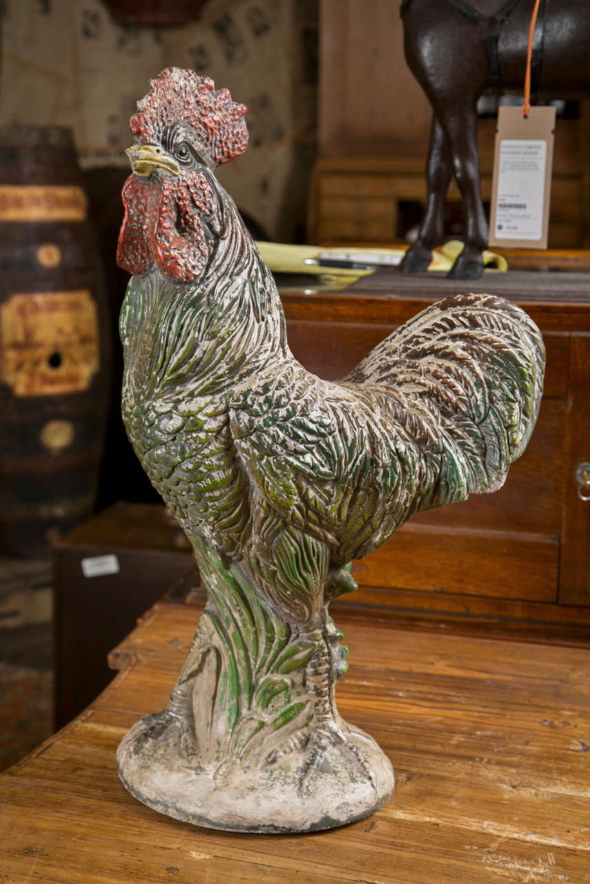 "Le Coq" - French composition stone garden ornament, late 19th c. at