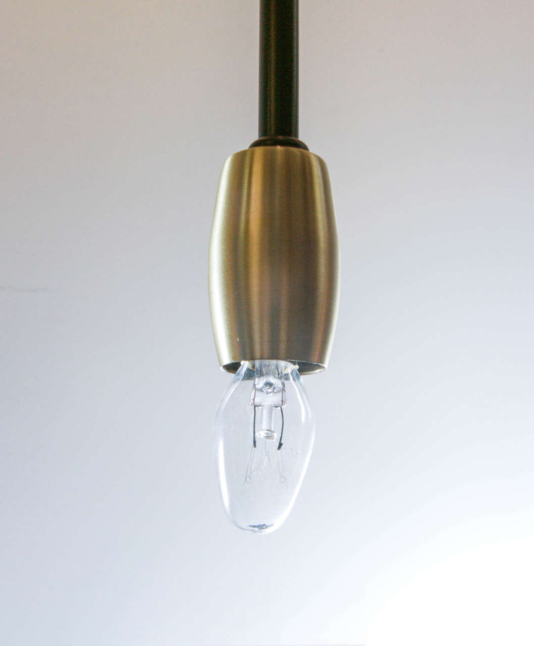 Modernist Twelve-Light Satin Brass and Black Enameled Chandelier 2