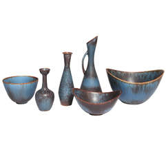 Grouping of Blue Gunnar Nylund Ceramics