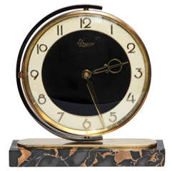 Art Deco Moveable Brass Clock on Marble Base by Urgos