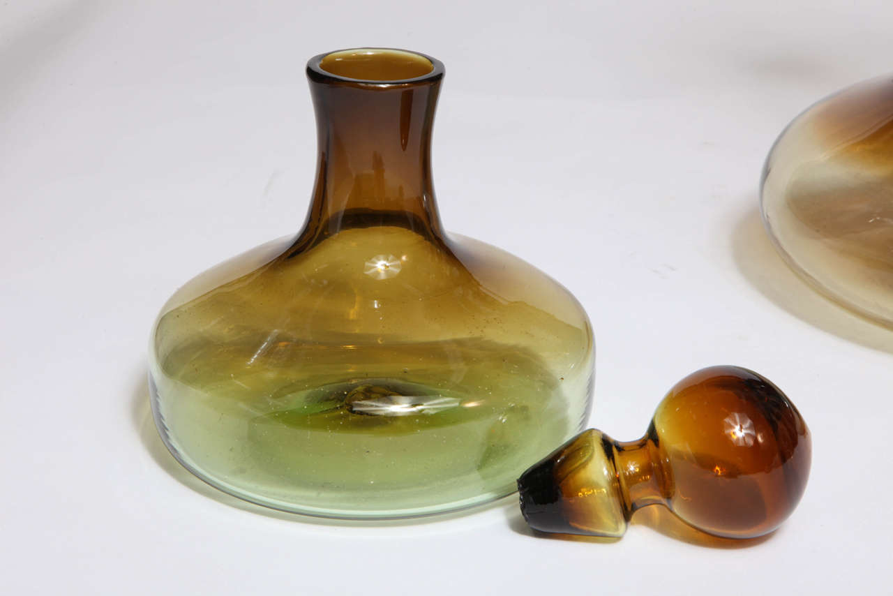 Mid-Century Modern Large Burnt Honey Decanter by Greenwich Flint Craft