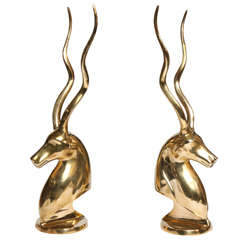 Pair of Stunning Brass Impala Bookends