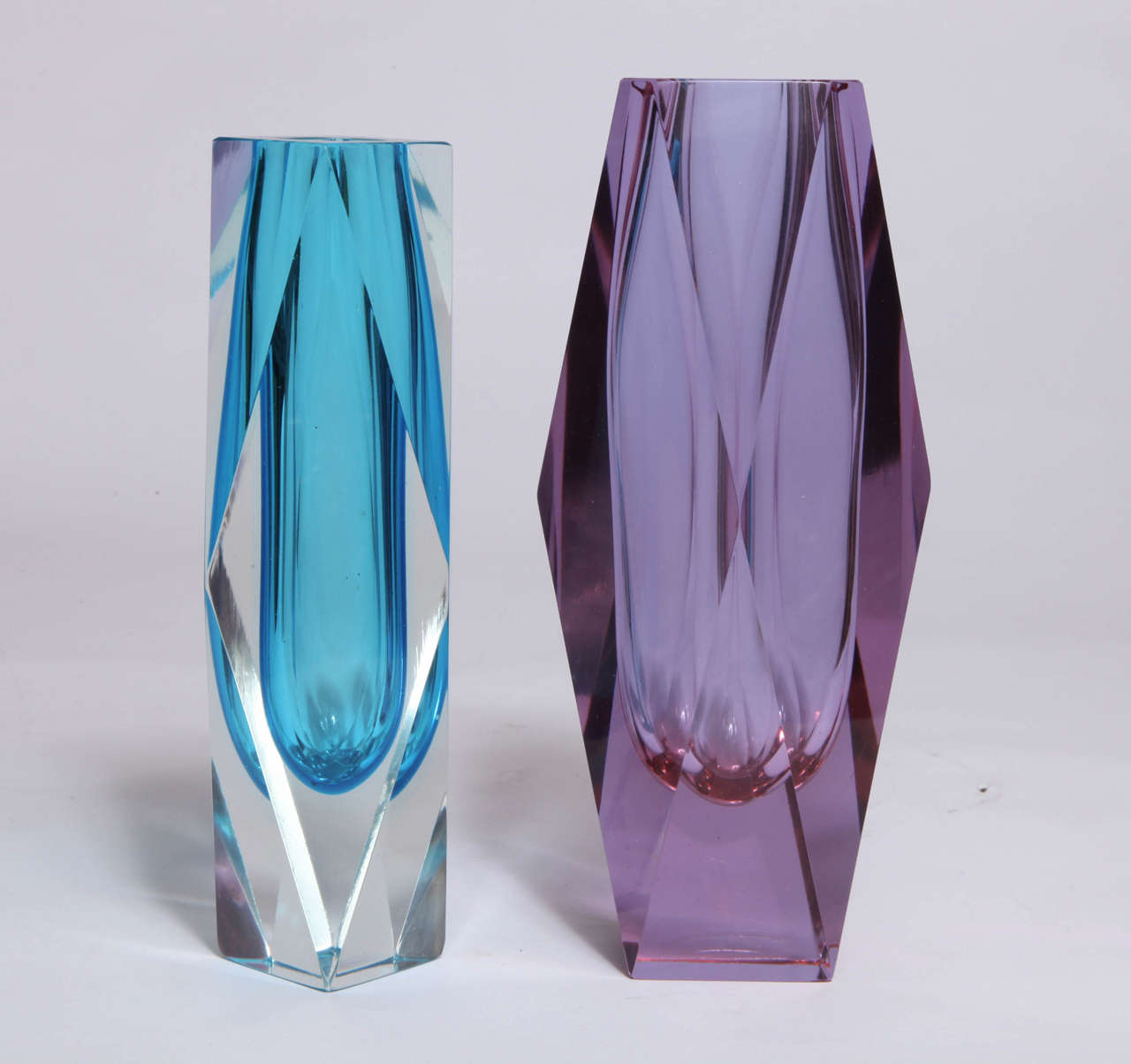 Mid-Century Modern Turquoise & Alexandrite Murano Vases