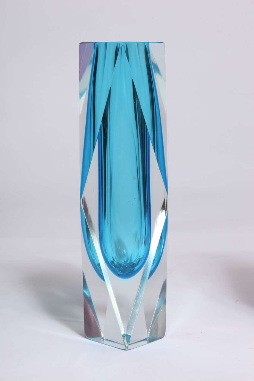 Italian Turquoise & Alexandrite Murano Vases