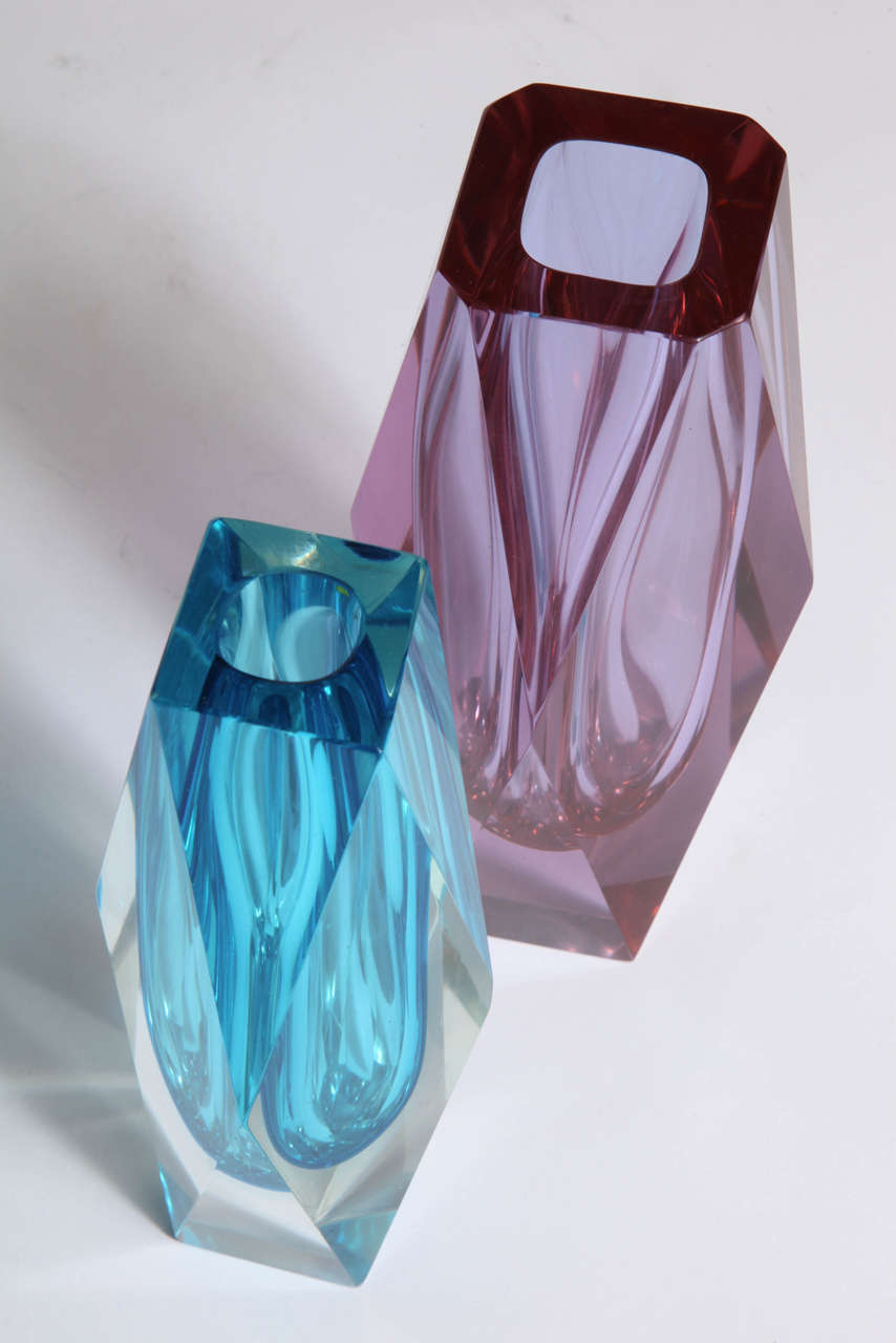 Mid-20th Century Turquoise & Alexandrite Murano Vases