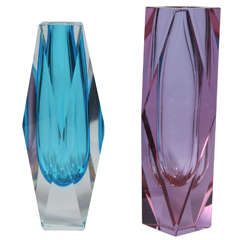 Turquoise & Alexandrite Murano Vases