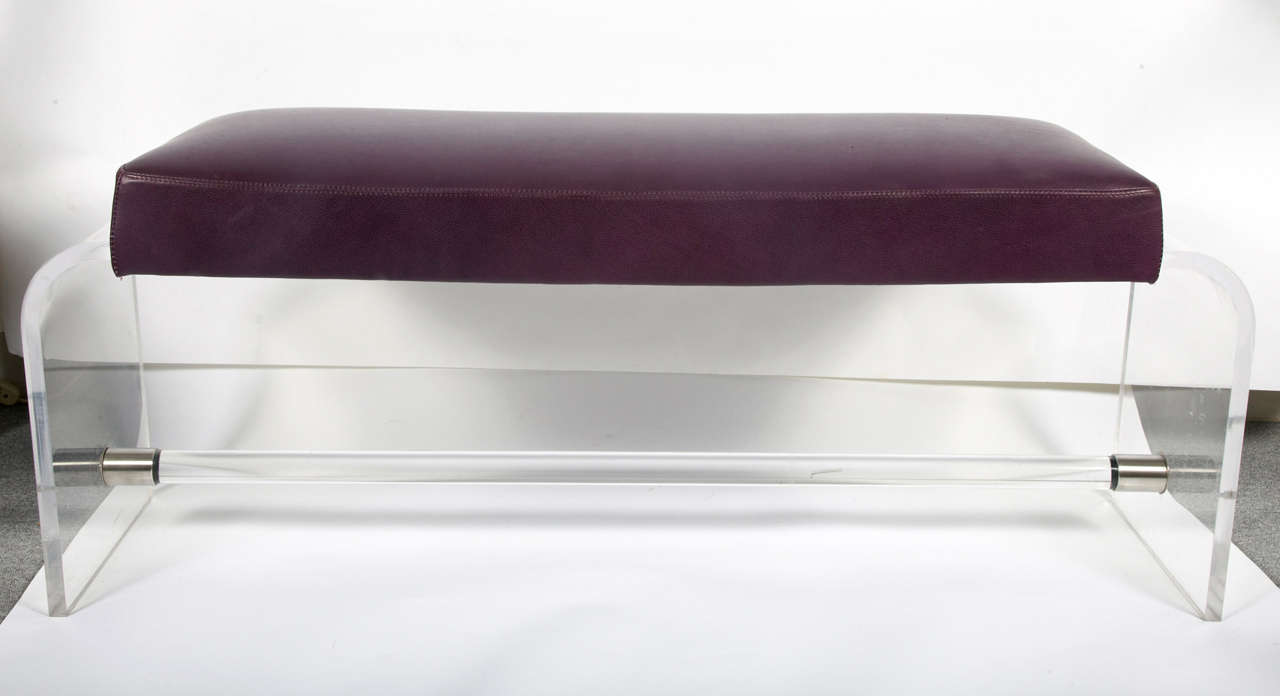 Nice 1970's lucite bench coverd with leather